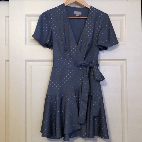 Finders keepers blue silk wrap dress - Picture 7 of 8